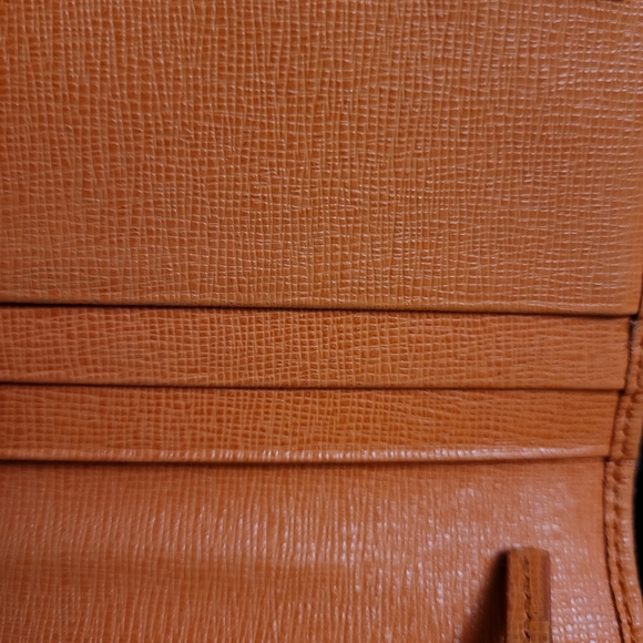 Authentic FENDI Logo Plate Leather Long Wallet Orange Italy - Picture 5 of 13